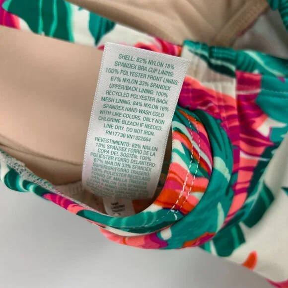 Kona Sol One Piece Women's Tropical Print Front Wrap Swimsuit Sz: S - Picture 8 of 9